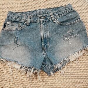 Distressed High Waist Denim Jean Shorts